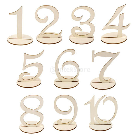 Wooden 10cm Table Numbers 1-10 Base Set For Wedding